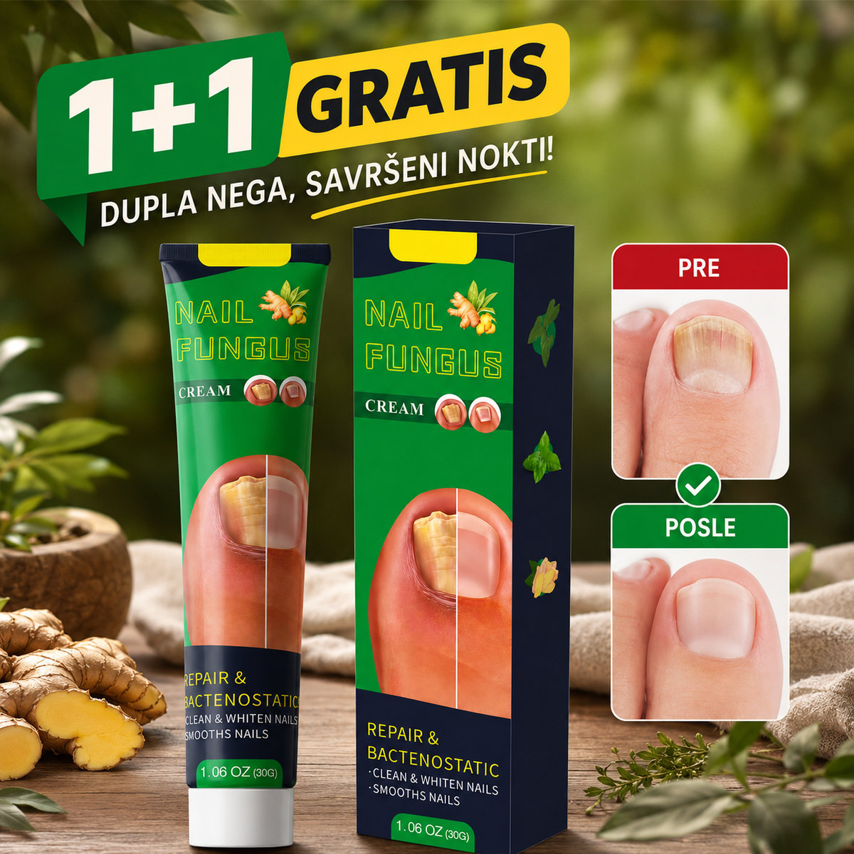 Krema za gljivice na noktima -  1 + 1 GRATIS!