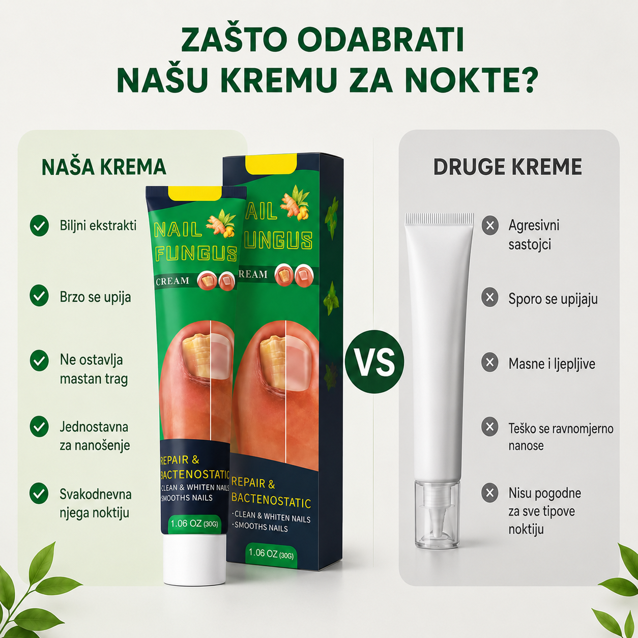 Krema za gljivice na noktima -  1 + 1 GRATIS!