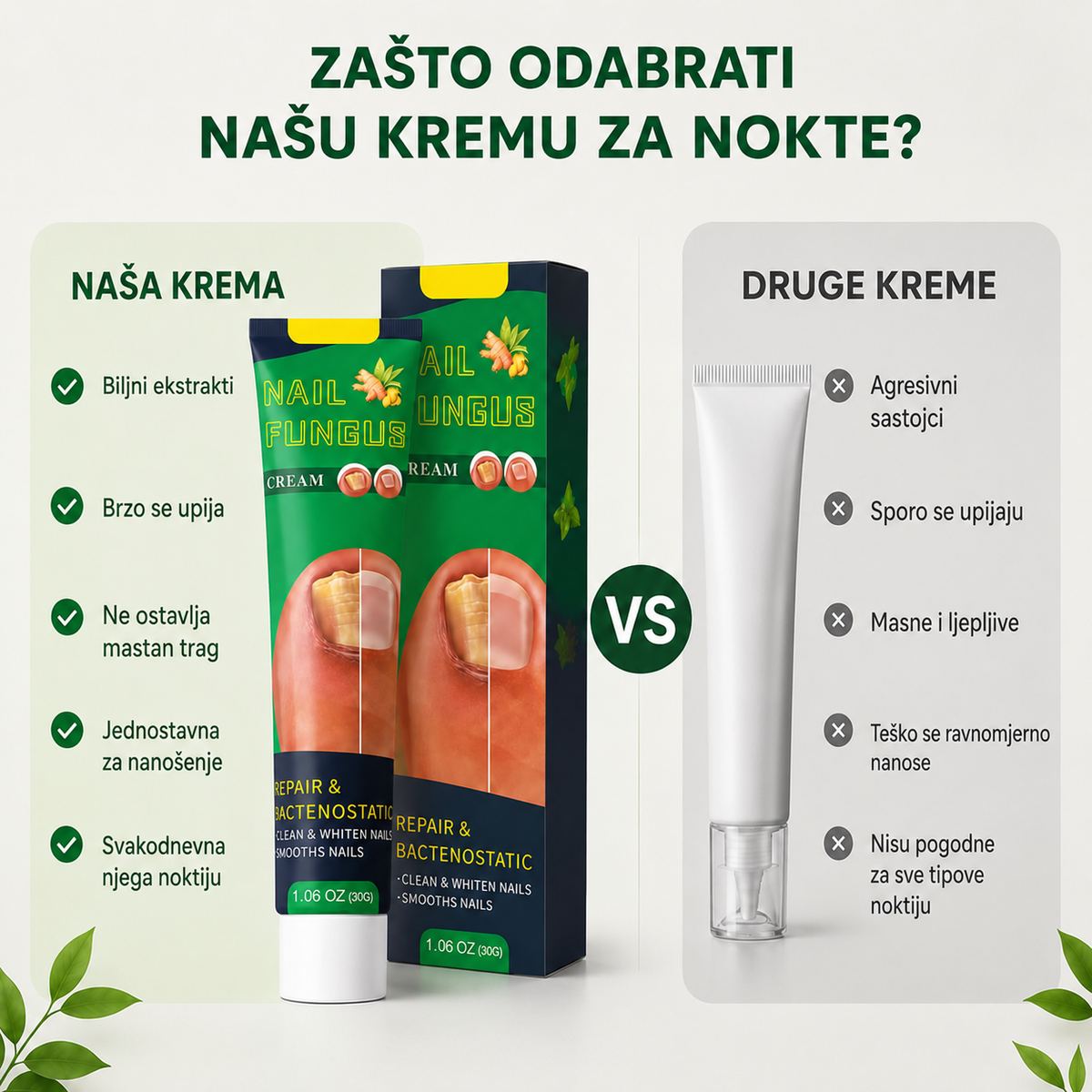 Krema za gljivice na noktima -  1 + 1 GRATIS!